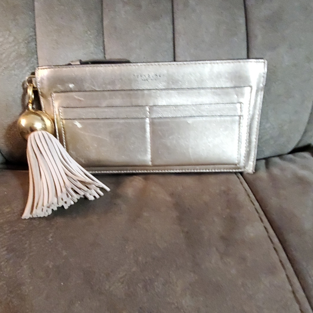Tory Burch wallet Top Zip metallic